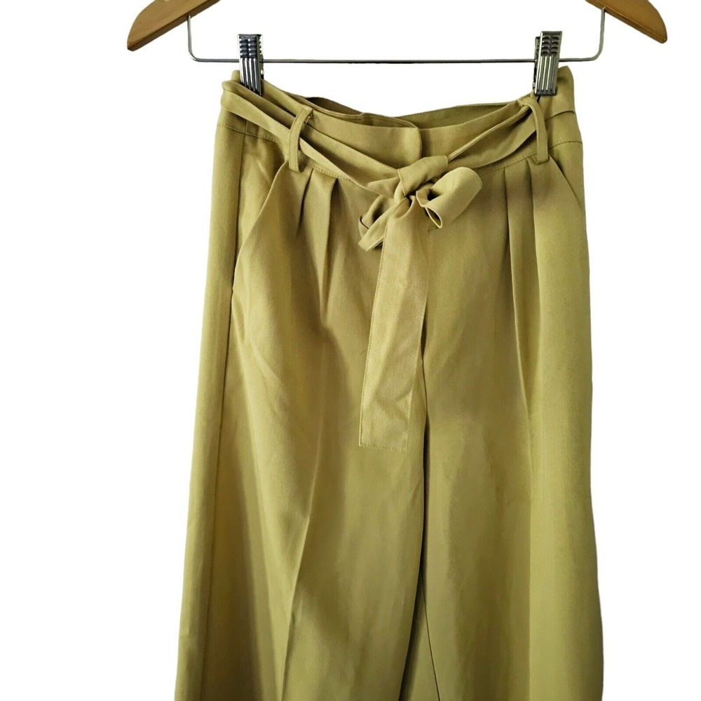 💛4th+Reckless Wide Leg‎ Trousers Yellow XS Skylar Tie Waist